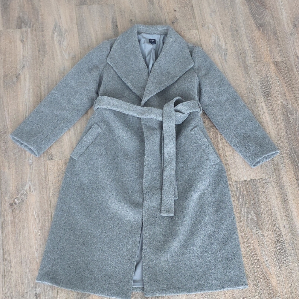 J. Crew Gray Belted Trench Coat